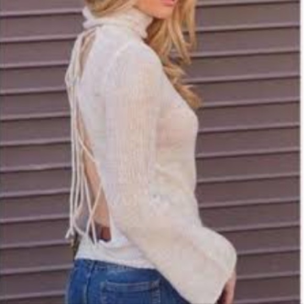 Military Hippie Open Back Sweater NWT